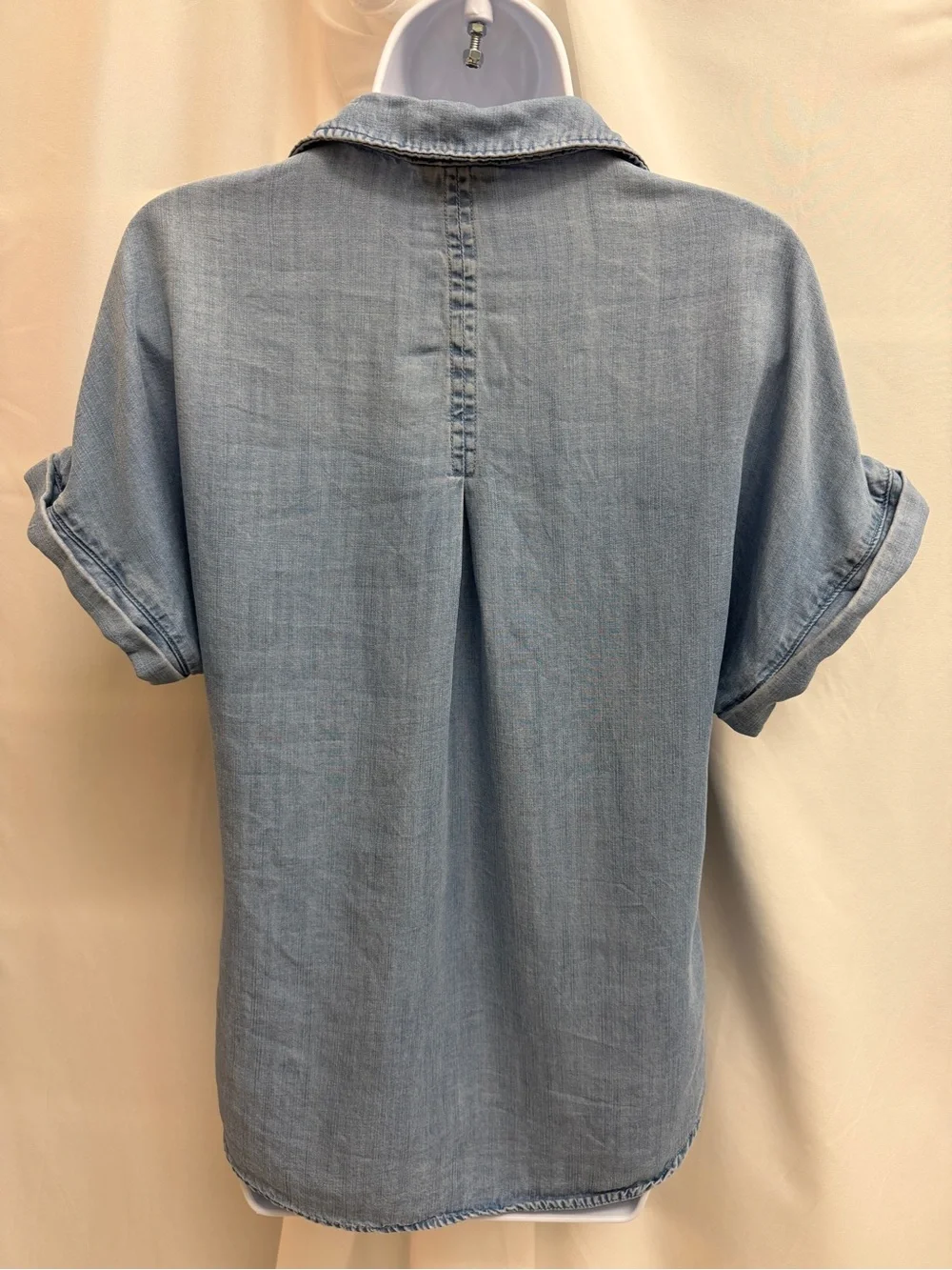 Quince Light Blue Chambray Tencel Lyocell Short Sleeve Camp Shirt - Picture 2 of 6